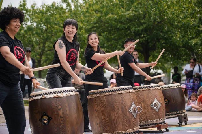 Community taiko drumming performance